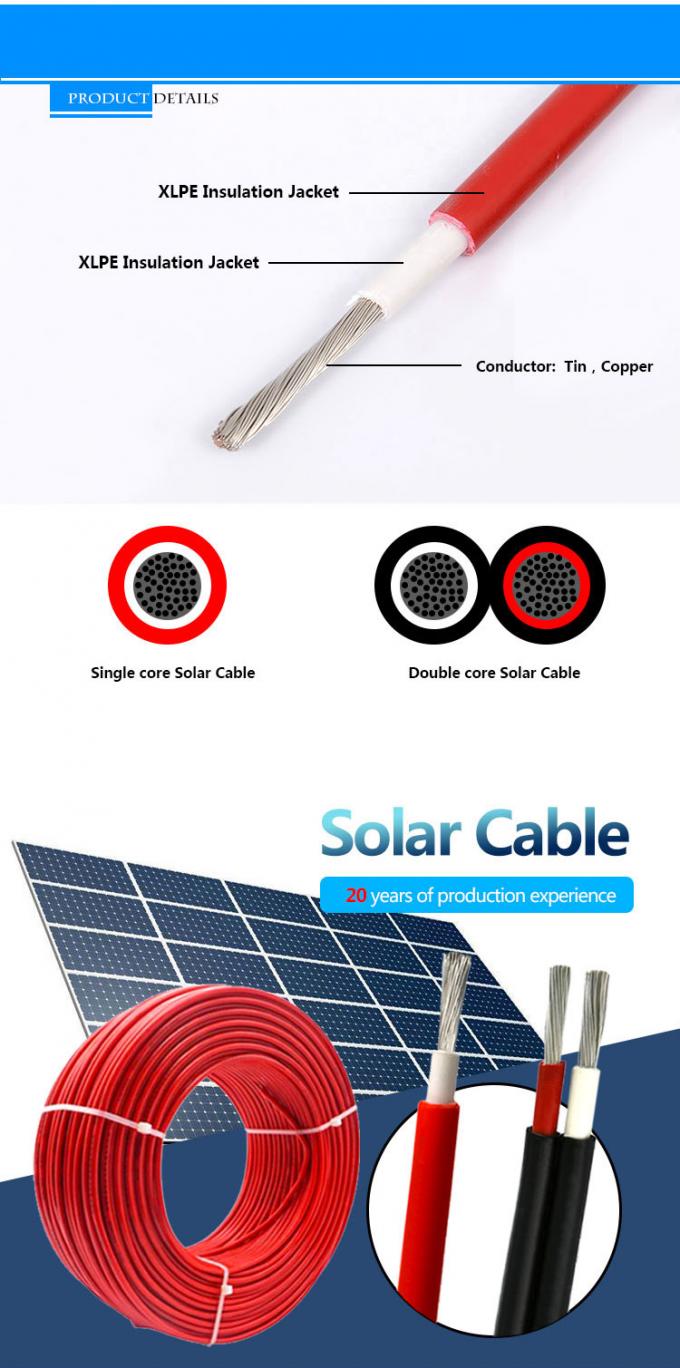 Cables fotovoltaicos solares de 4 mm para automóviles fotovoltaicos de baja y media tensión 4