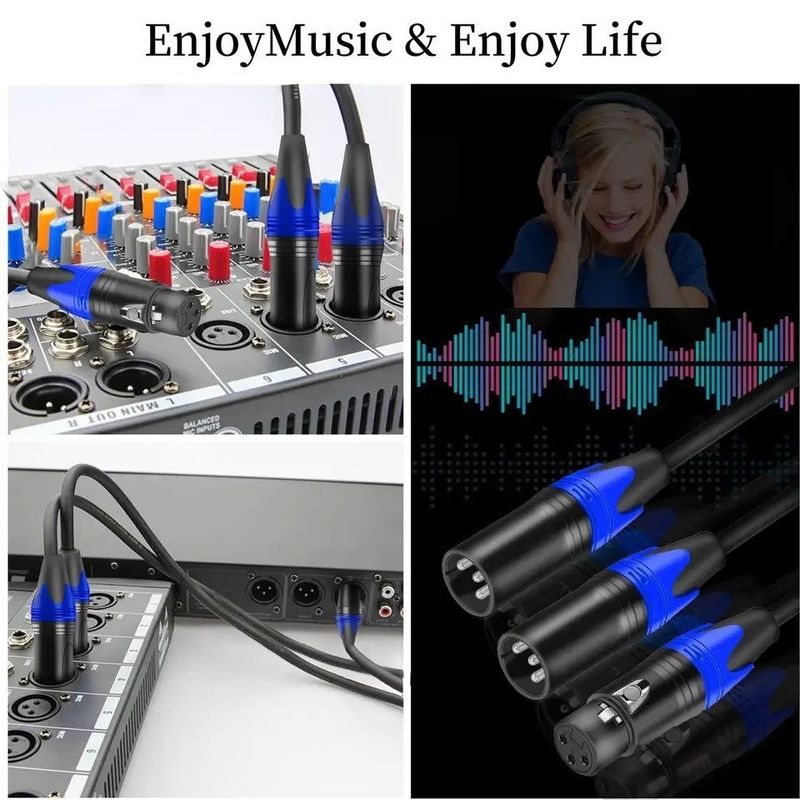 Cable XLR de 3m de Macho a Hembra con Cable de Cobre Desnudo para Conexión de Micrófono de Audio de Alta Calidad