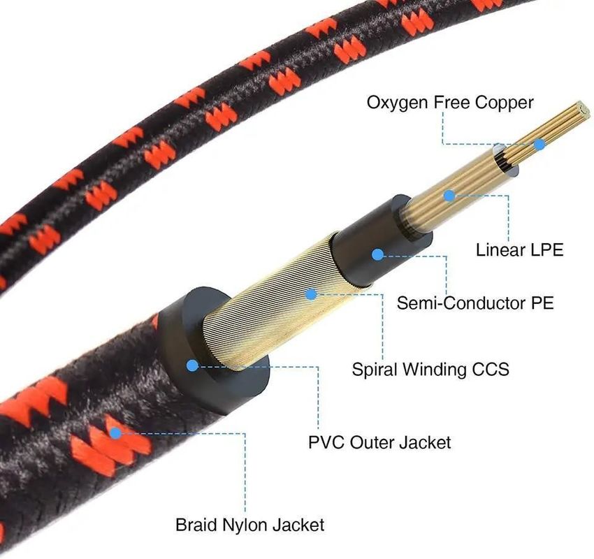 Cables para guitarra eléctrica Braid Jack Tweed 6.35MM con tecnología silenciosa para audio profesional