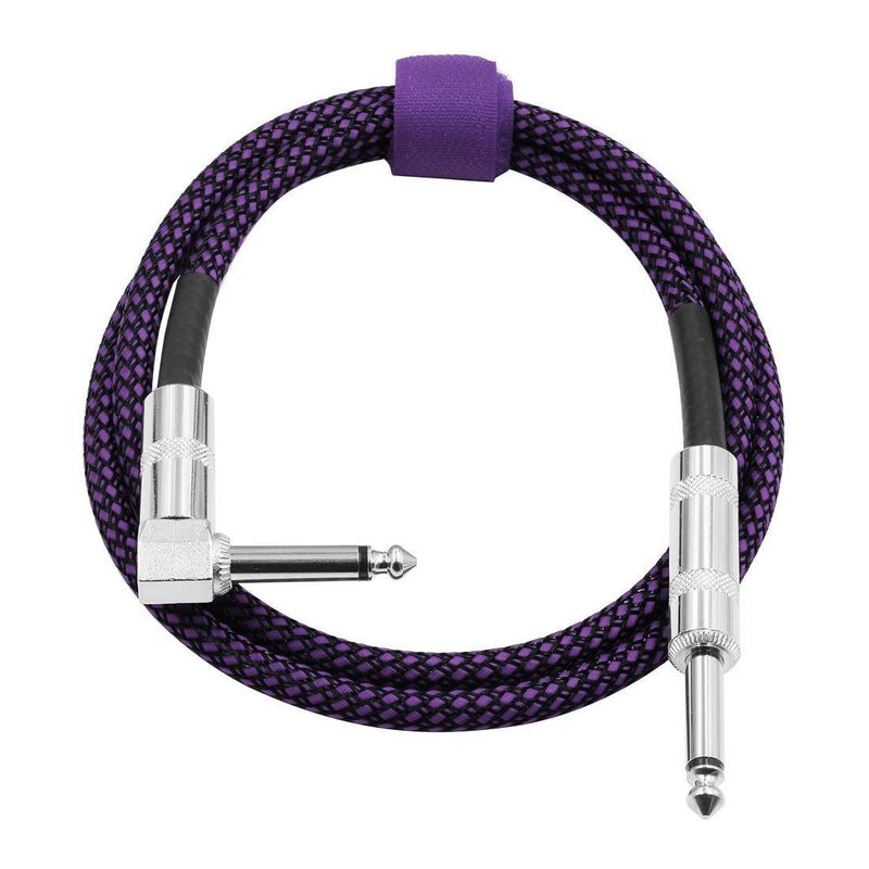 Ángulo a recto Cable de guitarra eléctrica 10FT/30FT Negro trenzado 6.35mm 1/4 pulgadas