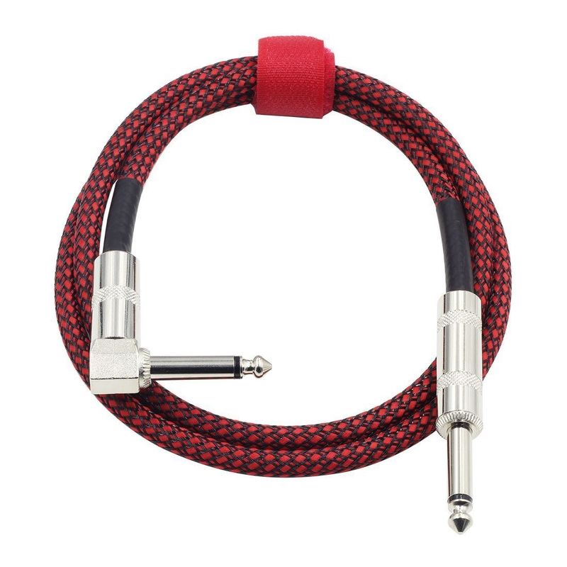 Ángulo a recto Cable de guitarra eléctrica 10FT/30FT Negro trenzado 6.35mm 1/4 pulgadas
