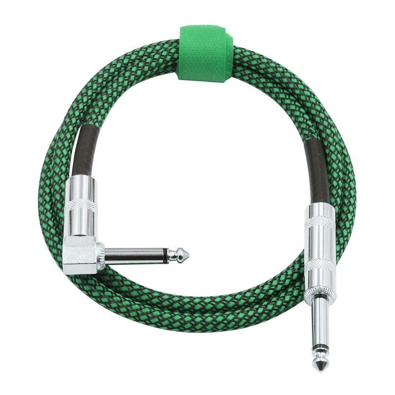 Ángulo a recto Cable de guitarra eléctrica 10FT/30FT Negro trenzado 6.35mm 1/4 pulgadas