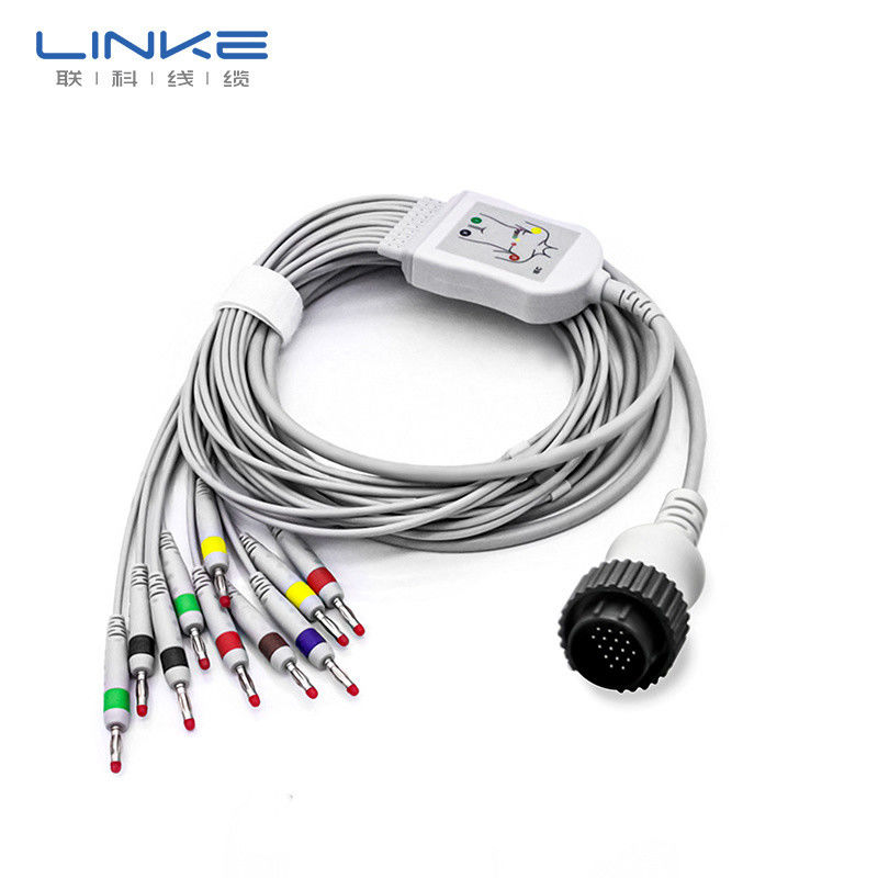 Cable de ECG y ECG de cobre enlatado de múltiples cables para monitoreo de señales médicas de alta tensión