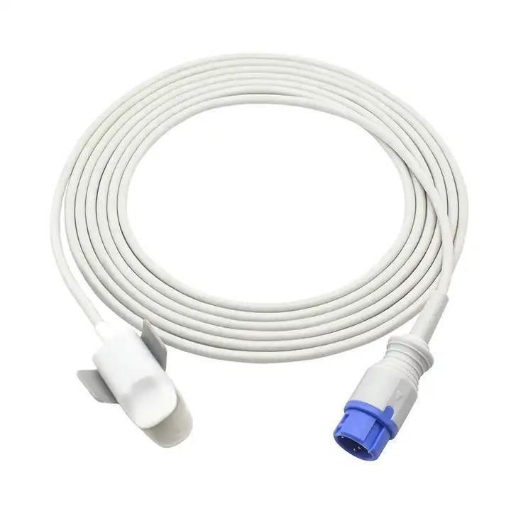 Cable adaptador de SpO2 médico reutilizable con núcleo de cobre estañado para aplicaciones de alto voltaje
