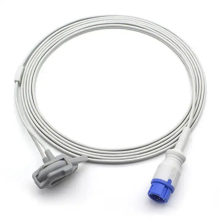 Cable adaptador de SpO2 médico reutilizable con núcleo de cobre estañado para aplicaciones de alto voltaje