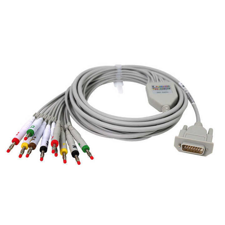 12 canales de ECG de la máquina de repuestos de cobre enlatado médico para el paciente ECG cable