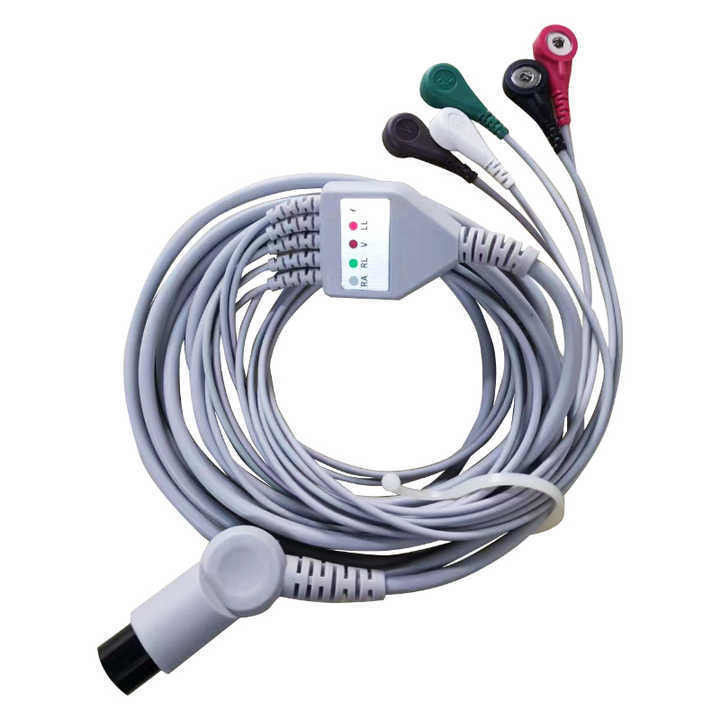Material de aislamiento TPU 3/5 Cable de ECG de plomo para monitor de pacientes Rainbow Cables para equipos de diagnóstico in vitro