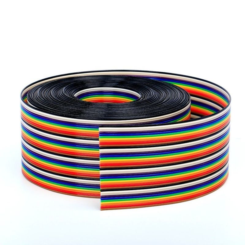 Cable de datos plano de extensión de cinta de 8/10/14/16/20/40/50 pines con borde rojo y materiales de aislamiento personalizables