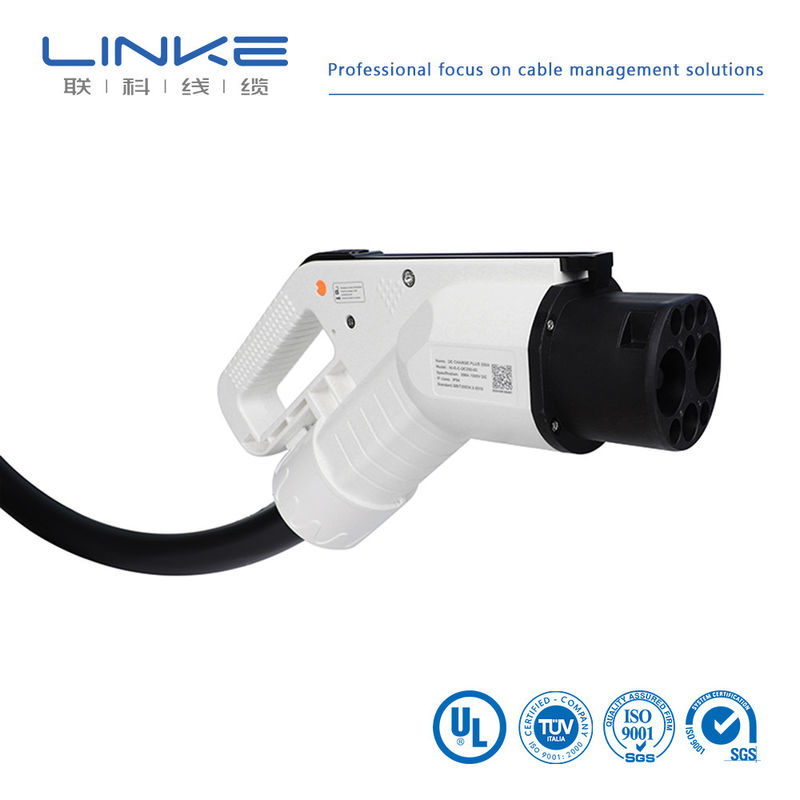 Cable de cargador de vehículos eléctricos tipo 2 a tipo 2 negro 32A 11kw 3 fases con chaqueta de silicona