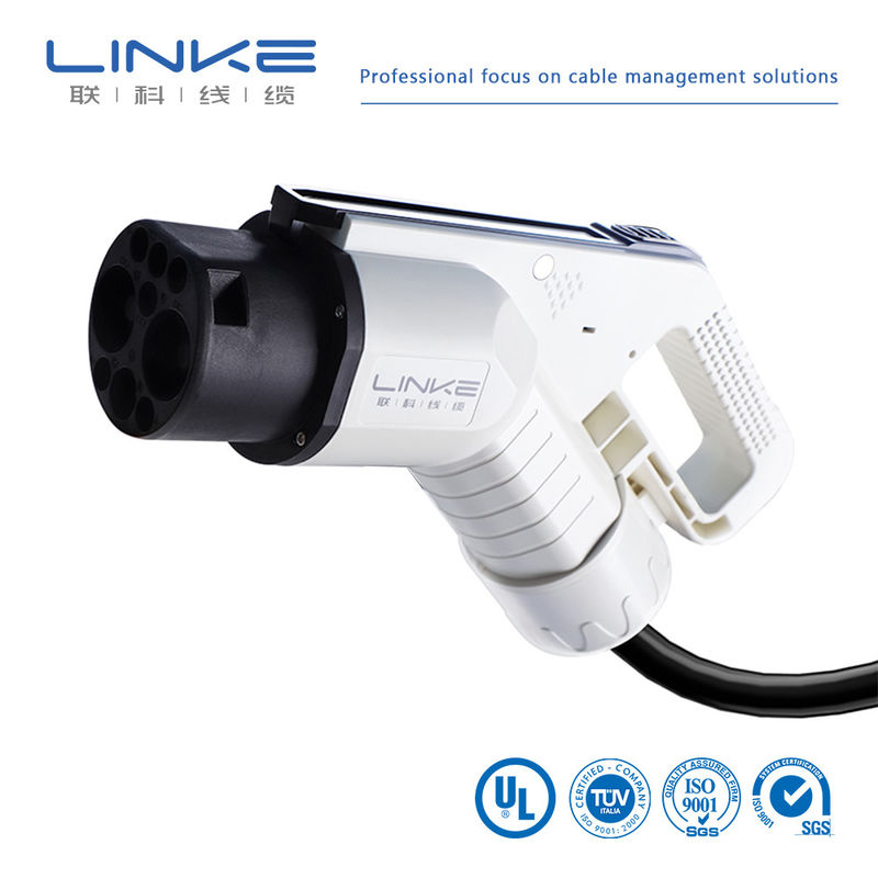 Cable de cargador de vehículos eléctricos tipo 2 a tipo 2 negro 32A 11kw 3 fases con chaqueta de silicona